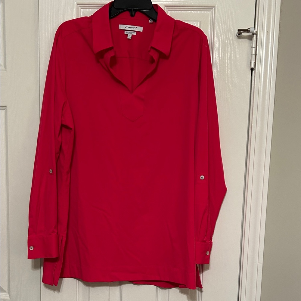 Foxcroft NYC Sun Protection UPG 50+ Hot Pink Blouse-Size 16